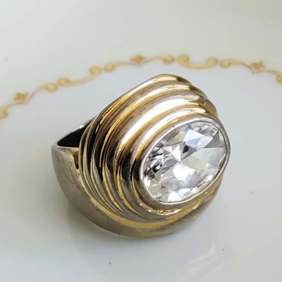 Vintage 14k G.E. ESPO Joseph Esposito Clear CZ size 6.6 - Picture 1 of 13